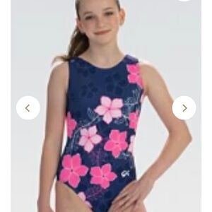 GK Kids Dance Leotard - Navy and Pink Floral